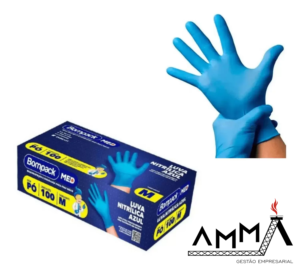 Luva Nitrílica Azul Tam.M Bompack MED
